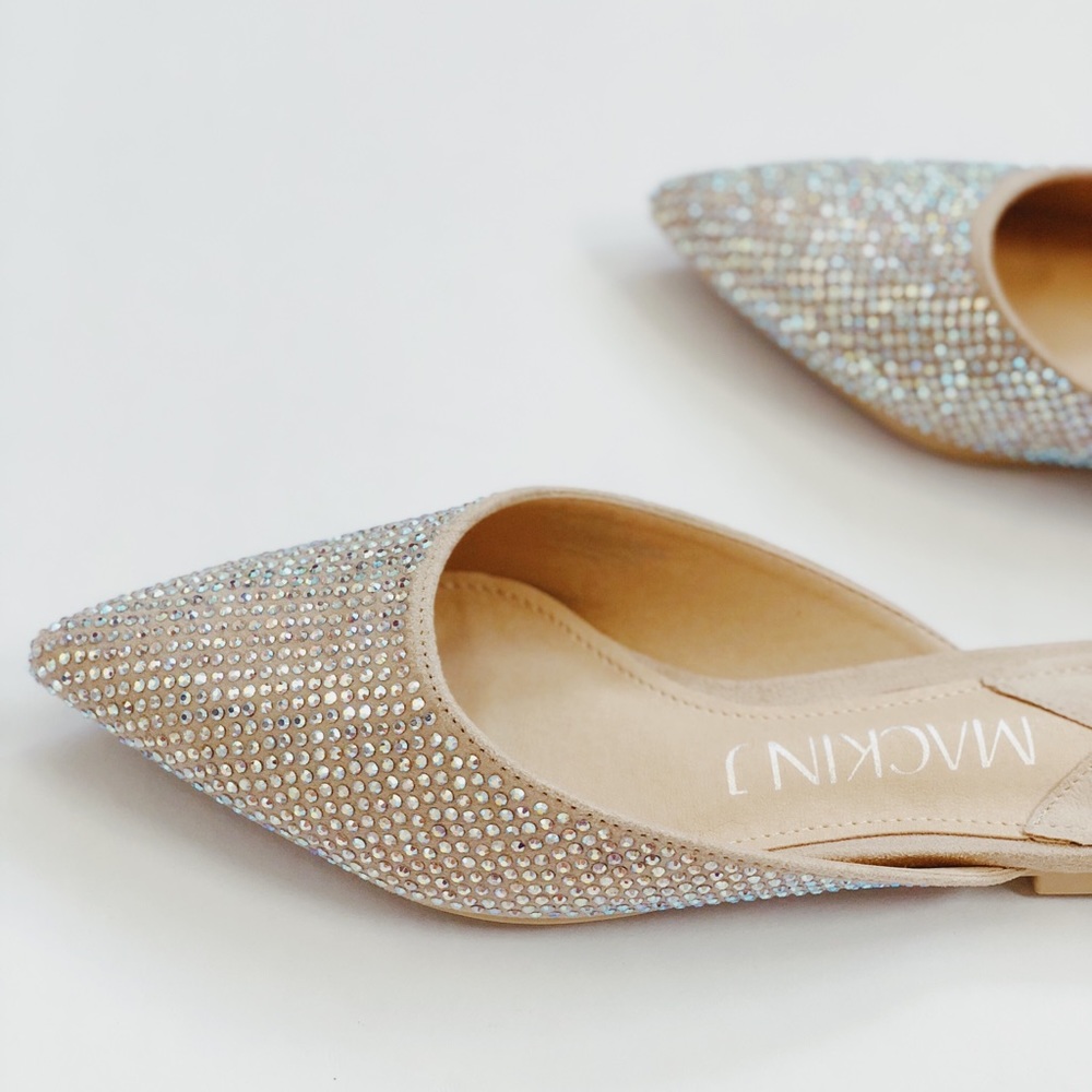 🆕Devon Nude & Rhinestone Pointy Toe Mules Slides - Picture 4 of 8